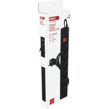 Emos Защита от перенапряжения P54218, 1,5 м, 6x2P+PE, 10 A, 2300 W, защита от детей, подсвеченный выключатель (P54218)