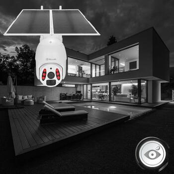 Tellur Smart WiFi Солнечная Камера P&T TLL331551, 3MP, 2K UltraHD, PIR, 20W, IP54, 19200mAh, двусторонний звук (TLL331551)