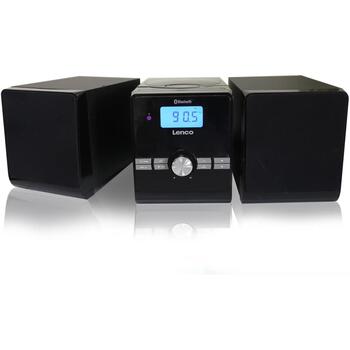 Lenco MC-030BK Микро музыкальная система, 10 Вт, 2.0, Bluetooth 5, 10 м, CD, USB, MP3, FM, 30 станций, AUX, LED, черный (MC-030BK)