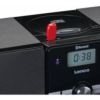 Lenco MC-030BK Микро музыкальная система, 10 Вт, 2.0, Bluetooth 5, 10 м, CD, USB, MP3, FM, 30 станций, AUX, LED, черный (MC-030BK)