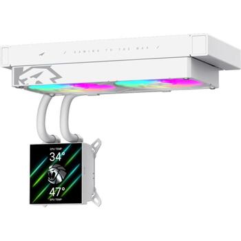 Gamemax procesora dzesētājs GLACIER 240 LCD WH, 240 mm, 85.82 cfm, TDP līdz 280W, ARGB ventilators (GLACIER 240 LCD WH)