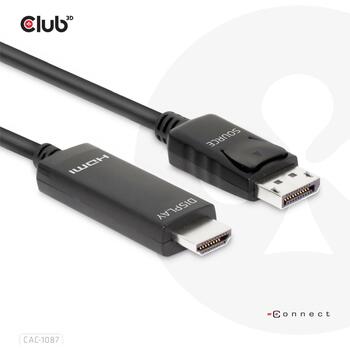 Club3D Видео кабель адаптер CAC-1087, 3м, 7680x4320, 120Гц, HDR10, 2x прямой разъем (CAC-1087)