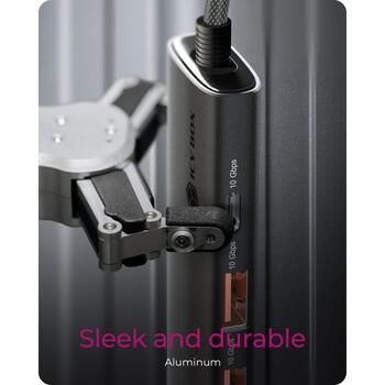 Raidsonic USB centrmezgls IB-HUB1437-CPD, 4 x USB 3.2 Gen 2, 10 Gbps, strāvas piegāde, alumīnija/plastmasas korpuss (IB-HUB1437-CPD)