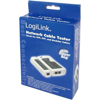 Logilink тестер кабеля WZ0010, RJ11, RJ12, RJ45, UTP, STP, светодиодный индикатор, выносной блок, батарея 9V (WZ0010)