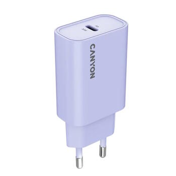 Компактное сетевое USB зарядное устройство с максимальной мощностью 30 Вт и 1×PD USB C портом OnCharge 30CL Max Power 30W EU Фиолетовый CNE-CHA30CLPU CANYON (CNE-CHA30CLPU)