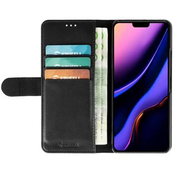 Krusell PhoneWallet Telefona vāciņš 62169, melna krāsa, Eco āda, 3 karšu slots, rēķinu kabata, izgriezums kamerai (62169)