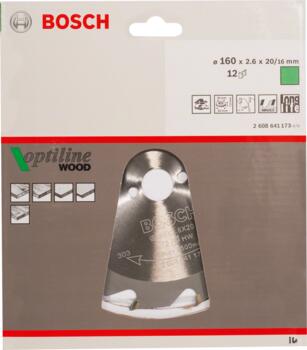 Koka ripzāģa asmens, 160 mm, 12 zobi, 2608641173, BOSCH (2608641173)