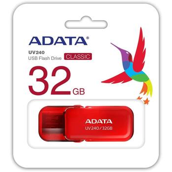 Adata USB флеш-накопитель AUV240-32G-RRD 32GB, USB Type-A, USB 2.0, Красный, Форм-фактор: крышка (AUV240-32G-RRD)