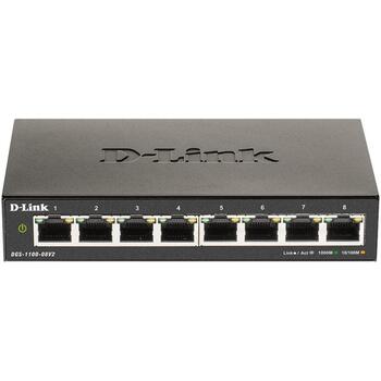 D-Link коммутатор DGS-1100-08V2/E, 8x 10/100/1000, 16 Гбит/с, L2, управляемый, настольный, внешний блок питания, безвентиляторный (DGS-1100-08V2/E)