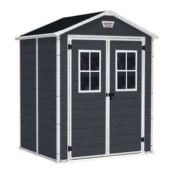 Keter Садовый сарай Manor 6x5 DD 29202483, 2,81м², 16мм, 185x152x226см, антрацит, двойные стенки, вентиляция, двустворчатые двери (29202483)