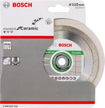 Dimanta grieš. disks Keramikai,110x22x1,6x7,5, Mazām leņķa slīpmašīnām DIMANTA GRIEZĒJDISKS STANDARD FOR CERAMIC, 2608602535, BOSCH (2608602535)