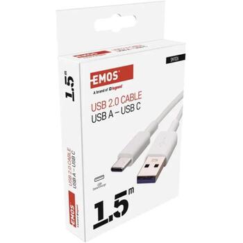 Emos Uzlādes un datu kabelis SM7026, 1,5 m, balts, 2.0, A spraudnis - C spraudnis, 22,5 W, 5 A, 480 Mbit/s (SM7026)