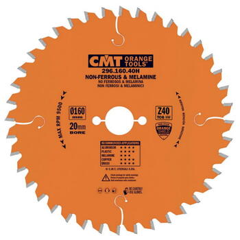 CMT zāģripas disks 296.160.40H, 160x2,2/1,6x20mm, Z40, a=-6°, b=TCG (296.160.40H)