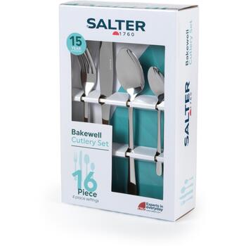 Salter Galda piederumu komplekts BW065272EU7, 16 gab., sudrabs, nerūsējošais tērauds, 4 dakšiņas, 4 naži, 4 deserta karotes (BW065272EU7)