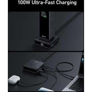 Anker Prime зарядная база для Power Bank A1902311, 100W, черный, 3xUSB, 1xPogo, GaN, LED индикатор (A1902311)