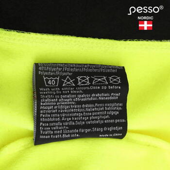Pesso Hi-Vis jaka ar kapuci JERSEY_HV-M, melna/dzeltena, M, 65% kokvilna/35% poliesters, 300g/m², atstarojošas lentes 5cm (JERSEY_HV-M)