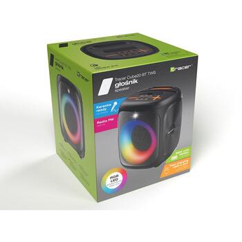 Tracer Cube20 TWS колонка TRAGLO47753, 20W, 3600mAh, Bluetooth 5.4, FM радио, RGB подсветка, 100Hz-20kHz (TRAGLO47753)