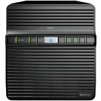 Synology NAS система DS423, Realtek RTD1619B, 2 RJ45, 2 USB 3.2, 2 ГБ памяти, EXT4, 4 отсека для дисков, 32.41 Вт (DS423)