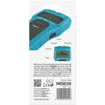 Emos Мультидетектор M0501N M0501N, 28 × 72 × 155 мм, 1 шт. в маленькой коробке, дерево, металл, AC проводник (M0501N)