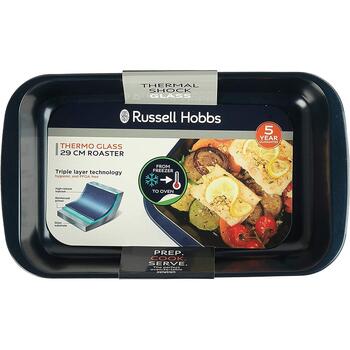 Russell Hobbs Stikla cepšanas forma RH01143EU, 29cm, 1,6L, tumši zila, taisnstūrveida, nepiedegoša, stikls (RH01143EU)