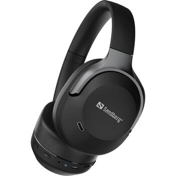 Sandberg Bezvadu ceļojumu austiņas 126-53, 228g, Melna, 32Ω, 20Hz-20KHz, 30h akumulatora darbības laiks, Bluetooth, ANC, ENC (126-53)