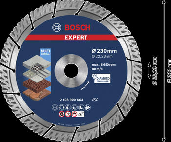 Lielām leņķa slīpmašīnām ar fiksācijas uzgriezni EXPERT MULTI MATERIAL DIMANTA GRIEZĒJDISKS BOSCH 2608900663 (2608900663)