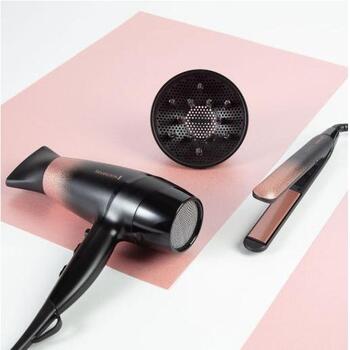 Remington matu fēns Rose Shimmer D5305, 2200 W, rozā, melns, difuzors, aukstā gaisa funkcija, jonizācija, turbo režīms (D5305)