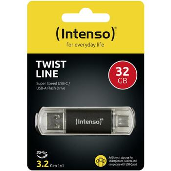 Intenso USB флеш-накопитель 3539480 32GB, USB 3.2 Gen 1, скорость чтения 70 MB/s, OTG, USB Type-A, USB Type-C, алюминий (3539480)