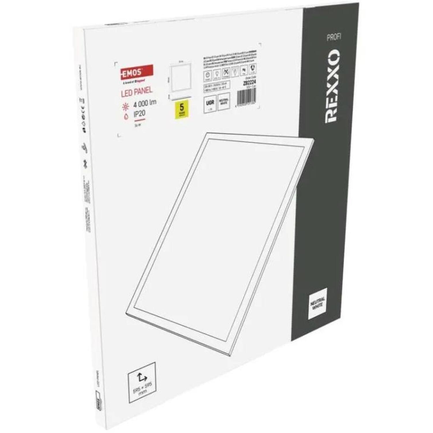 Emos LED панель REXXO ZB2224, 595×595×24 мм, 36 Вт, 4000 лм, UGR < 19, IP20, 50 000 ч, встраиваемый (ZB2224)