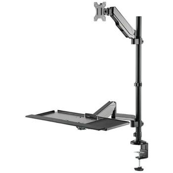 Neomounts darba stacija DS90-325BL1, 17-32 collu, melna, augstuma regulēšana 44-95 cm, 9 kg, 1 kg, 70° slīpums, 360° rotācija (DS90-325BL1)