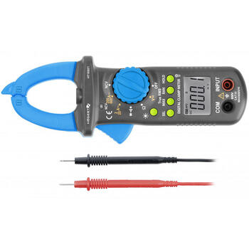 Hogert HT1E621 универсальный токоизмерительные клещи, 600В, 600А, 60МОм, TRUE RMS, NCV, DATA HOLD, ЖК-подсветка, фонарик, 3xAAA (HT1E621)