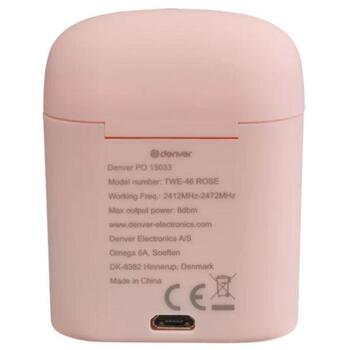 Denver Беспроводные наушники TWE-46 Rose 111191120290, Bluetooth V5.0, 10м, 40mAh x2, 400mAh, 30ч в режиме ожидания (111191120290)
