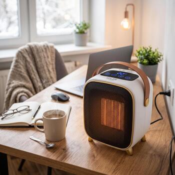 Adler keramiskais ventilatora sildītājs AD 7762, 1000W, 2 līmeņi, 1-12h taimeris, LED vadības panelis, 15-45°C, balts (AD 7762)