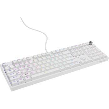 Genesis Thor 404 NKG-2300, mehāniskā spēļu klaviatūra, 107 taustiņi, USB, QWERTY US, Outemu Peach Silent, RGB apgaismojums, balta (NKG-2300)