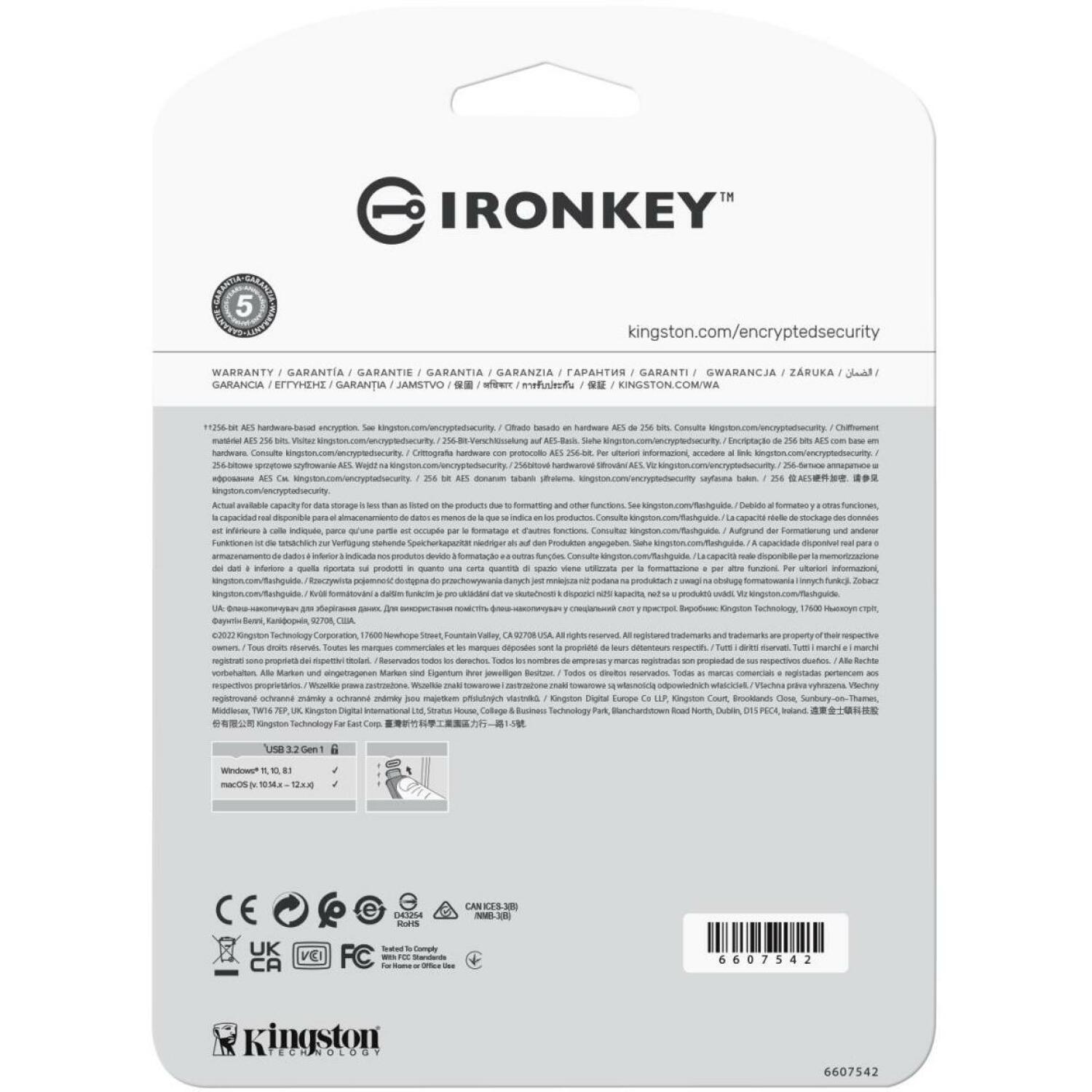 Kingston USB флеш-накопитель IKVP50C/128GB 128GB, USB Type-C, 3.2 Gen 1, Скорость чтения 250 MB/s, Скорость записи 180 MB/s (IKVP50C/128GB)