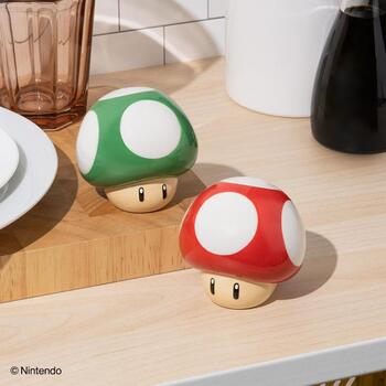 Paladone Super Mario Sēņu sāls un piparu kratītāji PP13410NN, keramika, sarkans/zaļš, 2 gab. (PP13410NN)