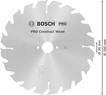 Ripzāģa disks Construct Wood 250x30x3,2mm, Z20, Galda zāģiem PRO CONSTRUCT WOOD RIPZĀĢA ASMENS, 2608641774, BOSCH (2608641774)