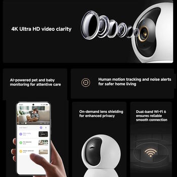 IP камера видеонаблюдения Smart Camera C701 4K UHD 8 MP 360° панорамный обзор Wi-Fi 6 Bluetooth 5.4 инфракрасное ночное видение microSD BHR07X7EU Белый Xiaomi (BHR07X7EU)