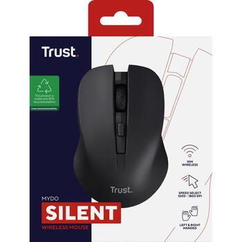 Trust USB оптическая мышь Mydo 25084, 1800 DPI, 10м беспроводной диапазон, 4 кнопки, тихий клик (25084)