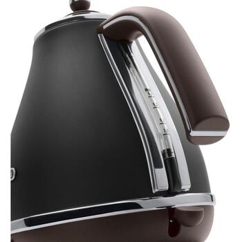 Delonghi Электрический чайник KBOV2001BK, 2000 W, 1.7 L, черный, нержавеющая сталь, 360° основание, индикатор уровня воды, фильтр (KBOV2001BK)