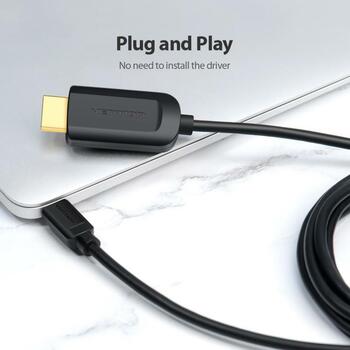 Vention Видео кабель адаптер CGUBH 2м, USB Type-C, HDMI, 3840 x 2160, 30Гц, 3 слоя защиты, черный (CGUBH)