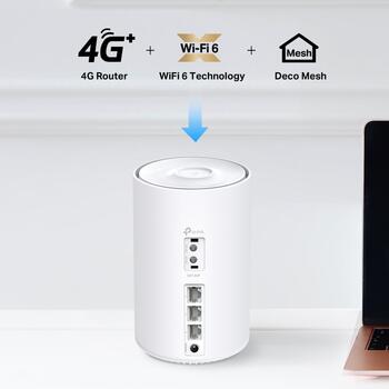 TP-Link беспроводная точка доступа Deco X10-4G, 4G+ AX1500, 3× гигабитные порты, 1201 Мбит/с (5 ГГц), 300 Мбит/с (2.4 ГГц) (Deco X10-4G(1-pack))