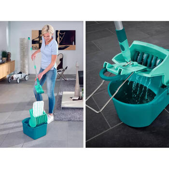 Leifheit Profi Compact Press 1055092, grīdas uzkopšanas komplekts, 8L, spainis ar spiedni, saliekams tērauda kāts (1055092)
