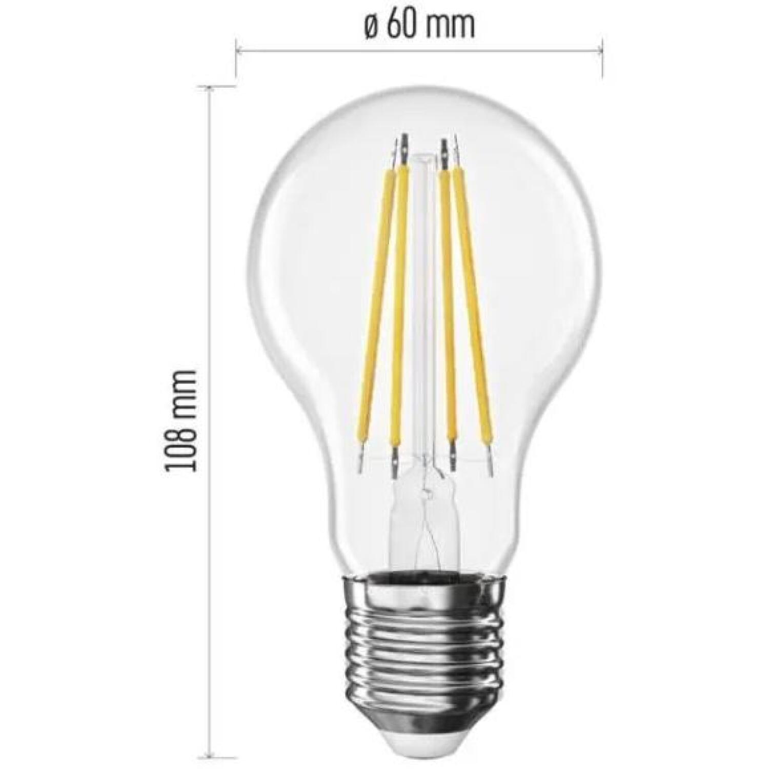 Emos LED лампа FILAMENT A60 ZF5158, 5 W, 1 060 lm, 230 V, 50 000 часов, E27, нейтральный белый, 360°, класс A (ZF5158)
