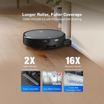 Ecovacs DEEBOT T90 OMNI робот-пылесос, 30000Па, 60дБ, 350мин, 6400мАч, 95мм, ZeroTangle 4.0, AIVI 3D 4.0, самоочистка (DEEBOT T90 OMNI)