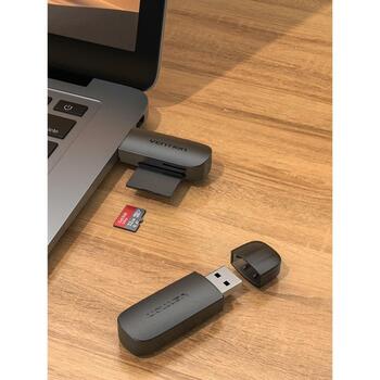 Vention кардридер CLFB0, USB 3.2 Gen 1, 2 слота, 5000 Mbit/s, поддержка 512 ГБ, черный (CLFB0)