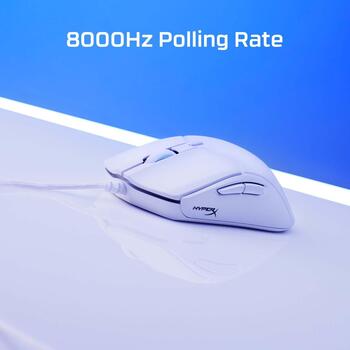 HyperX Pulsefire Haste 2 6N0A8AA, spēļu pele, USB Type-A, 26000 DPI, 650 ips, 8000 Hz, 6 pogas, balta (6N0A8AA)