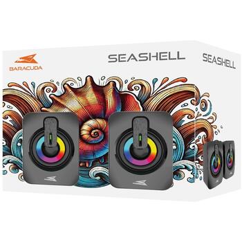 Baracuda Стерео колонки SEASHELL BGSP-011, 2x3000 мВт, 25Гц-20кГц, LED подсветка, 3,5 мм и USB вход (SEASHELL)