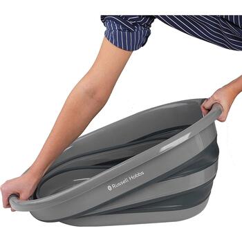Russell Hobbs Складная корзина для белья LA053879GRYF1EU7, 27л, 62.5см, 45см, 28см, пластик, черный/серый (LA053879GRYF1EU7)