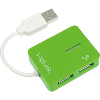 Logilink USB centrmezgls UA0138, 4x USB 2.0, 480 Mbit/s, zaļš, USB barošana, pārstrāvas aizsardzība (UA0138)